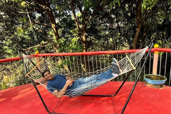 Hammock relaxation area at Ganaka Motel Igatpuri